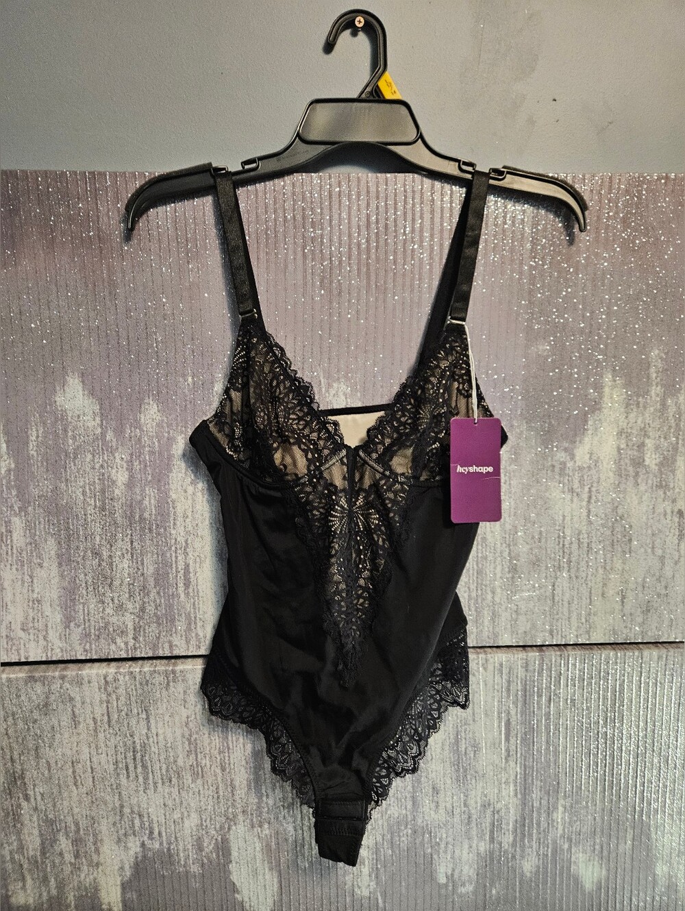 HeyShape Black Lace Bodysuit with Sheer Lace Panels